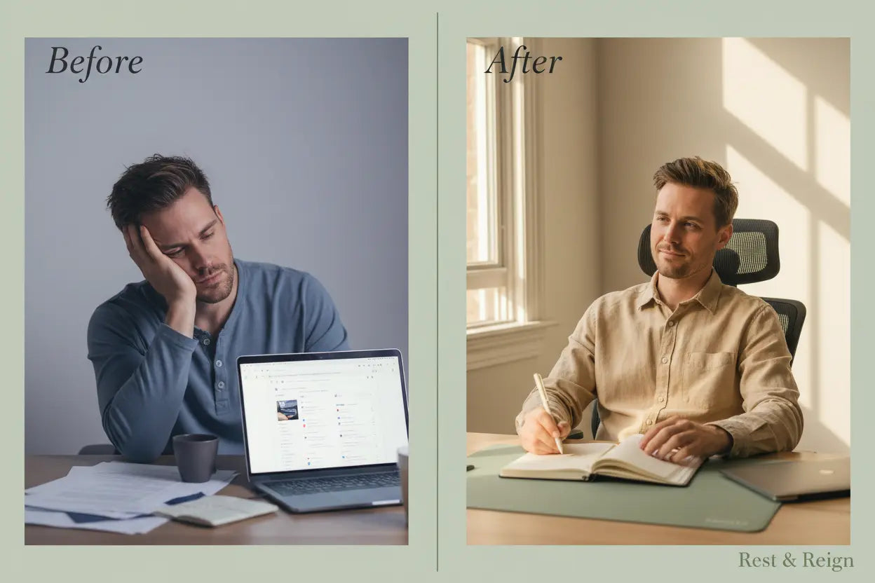 Rest Ritual Men's Edition Before/After graphic