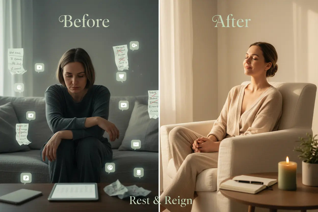 Rest Ritual Women's Edition Before/After graphic