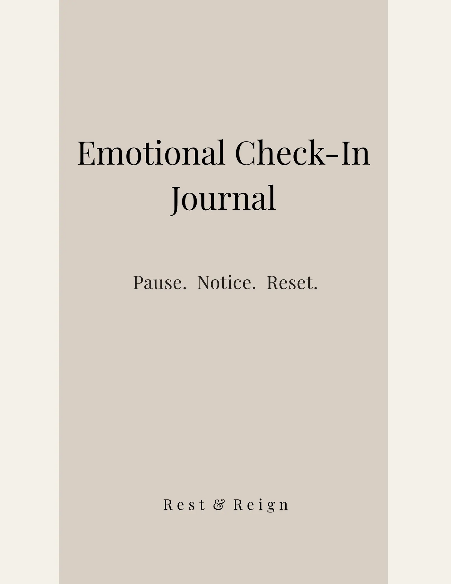 Cover of 'Emotional Check-In Journal' with text on a beige background