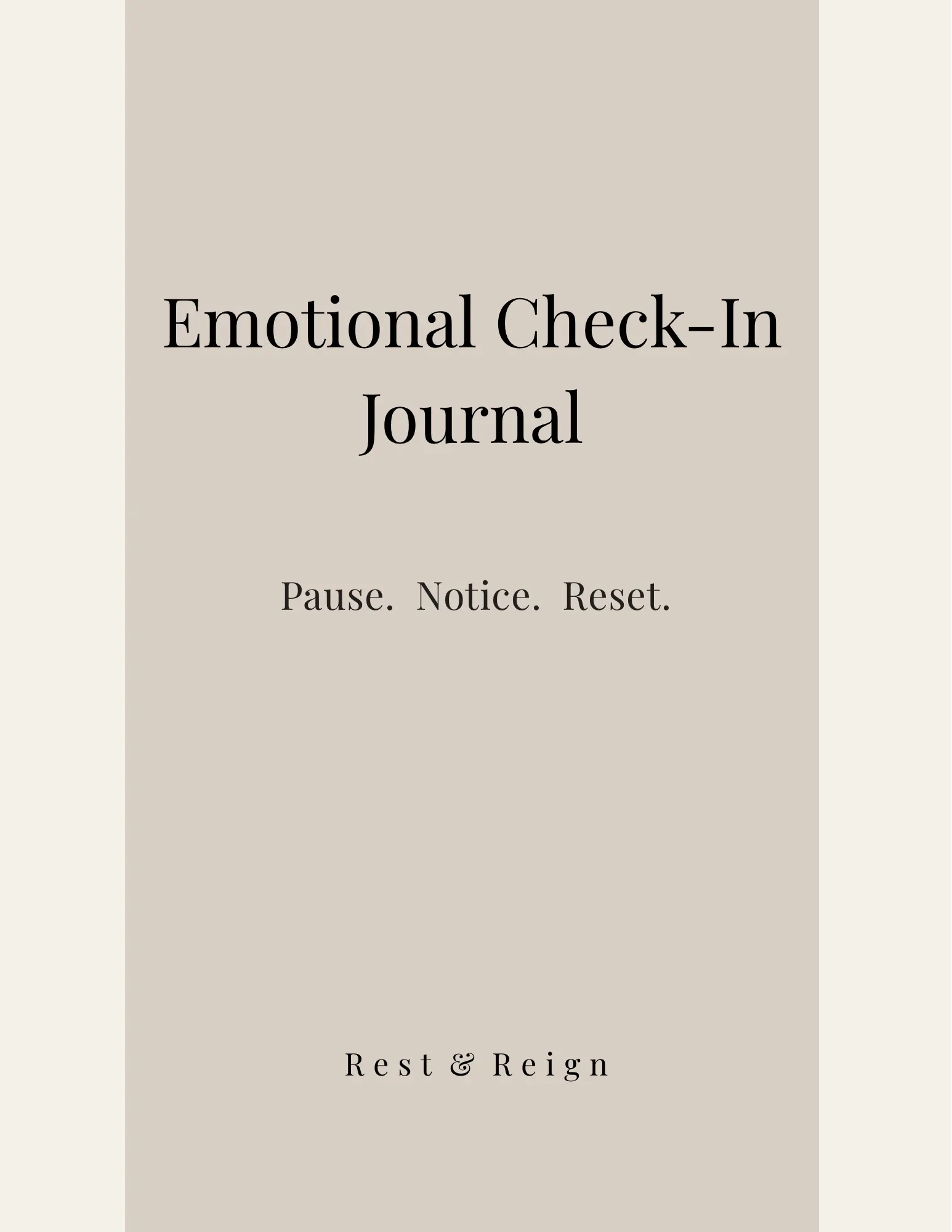 Cover of 'Emotional Check-In Journal' with text on a beige background