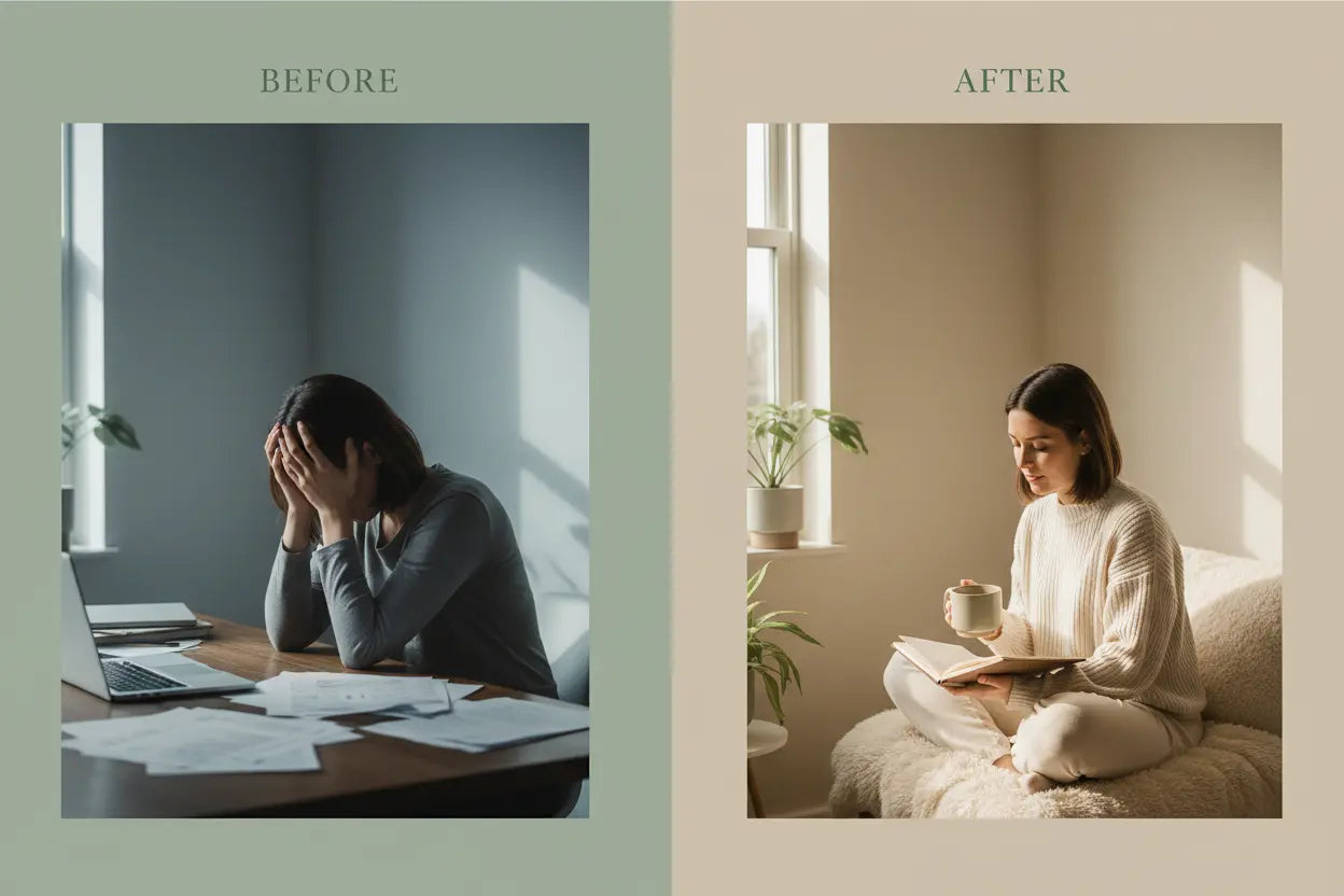 Before/After wellness graphic